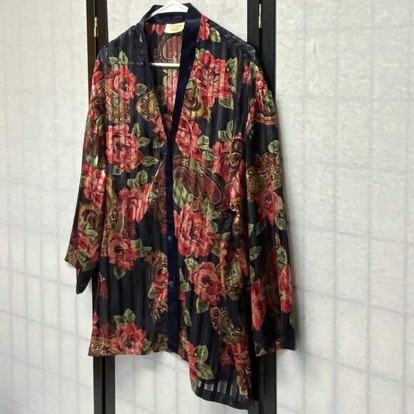 Victorias Secret Gold Label Vintage Sheer Floral Stripe Paisley Button Up Blouse - Picture 4 of 12